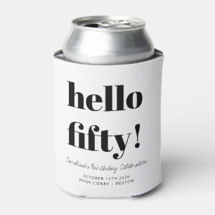 Bold Black and White Modern 50th Birthday Custom Can Cooler