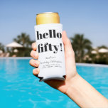 Bold Black and White Modern 50th Birthday Custom Seltzer Can Cooler<br><div class="desc">Bold Typography Black and White Modern 50th Birthday Custom Seltzer Can Cooler</div>