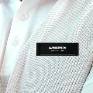 Bold Black and White Modern Name Tag