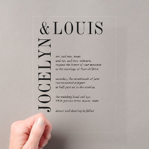 Bold Black and White Modern Wedding Acrylic Invitations