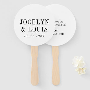 Bold Black and White Modern Wedding Hand Fan