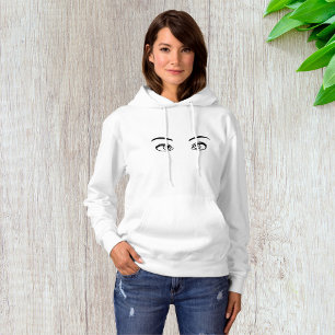 Bold Black and White Mysterious Eyes Illustration  Hoodie