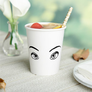 Bold Black and White Mysterious Eyes Illustration Paper Cups