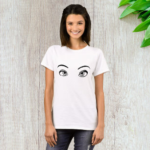 Bold Black and White Mysterious Eyes Illustration T-Shirt