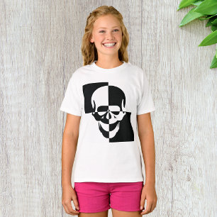 Bold Black and White Optical Illusion Skull Design T-Shirt
