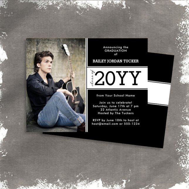 Bold Black and White Photo Graduation Announcement (Creator Uploaded)