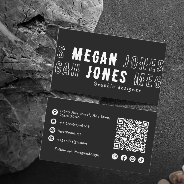 Bold Black and White QR Code 5 Letter Name Limit Business Card (Bold Black and White QR Code 5 Letter Name Limit Business Card)