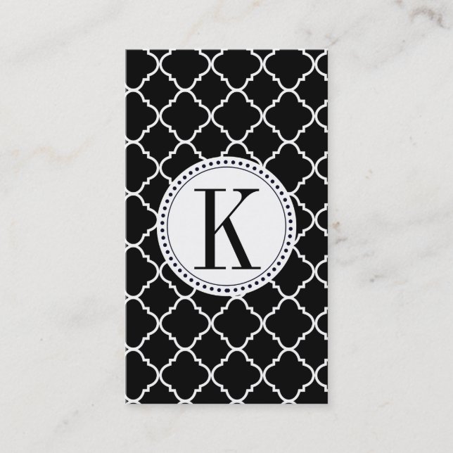 bold black and white quatrefoil business card (Front)