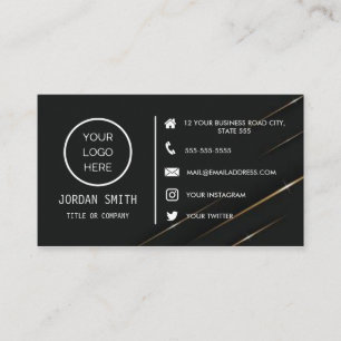 Bold black and white social media  business card