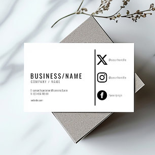 Bold black and white social media business card