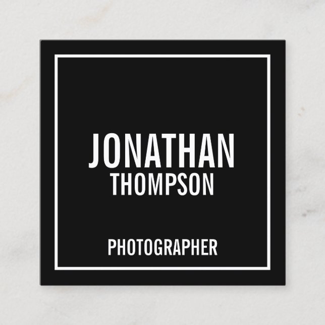 Bold Black and White Square Business Card (Front)