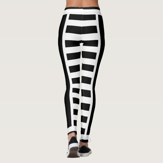 Bold Black and White Striped Leggings (Back)