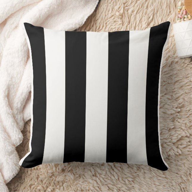 Bold Black and White Stripes Cushion (Blanket)