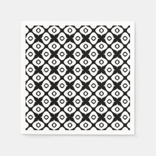 Bold Black and White Symmetrical Arabesque Pattern Napkin
