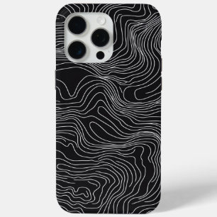 Bold Black and White Topographic Art 🖤 iPhone 15 Pro Max Case