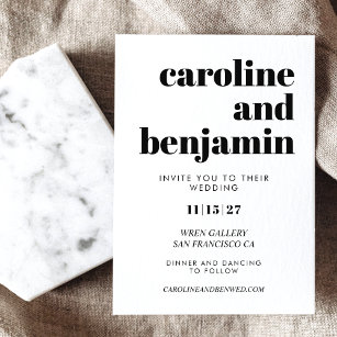 Bold Black and White Typography Modern Wedding   Invitation