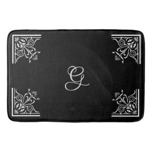 Bold Black and White Vintage Personalised Bath Mat