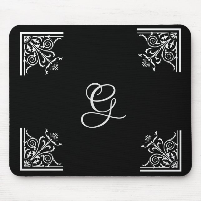 Bold Black and White Vintage Personalised Mouse Pad (Front)