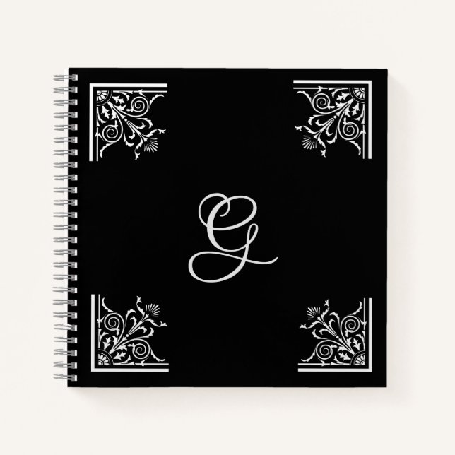 Bold Black and White Vintage Personalised  Notebook (Front)