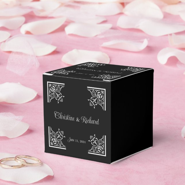 Bold Black and White Vintage Wedding  Favour Box (Wedding)