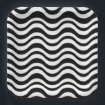 Bold Black and White Wavy Abstract Paper Plate<br><div class="desc">A striking visual effect is created by a seamless pattern of wavy black lines on a white background</div>