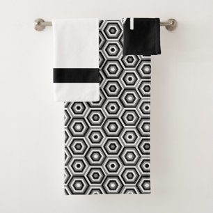 Bold Black and White with Optional Monogram Bath Towel Set