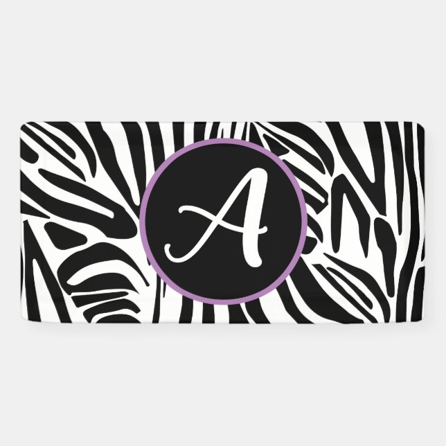 Bold Black and White Zebra Print Pattern Banner (Horizontal)