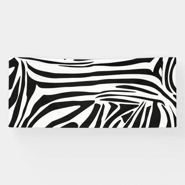 Bold Black and White Zebra Print Pattern Banner (Horizontal)