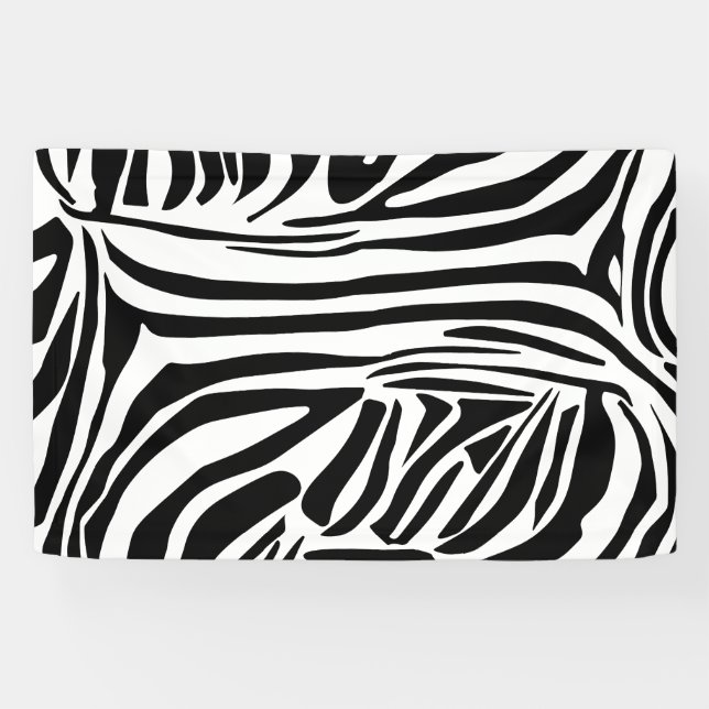 Bold Black and White Zebra Print Pattern Banner (Horizontal)