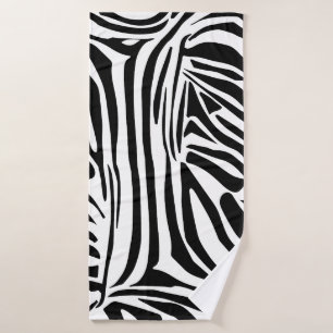 Bold Black and White Zebra Print Pattern Bath Towel