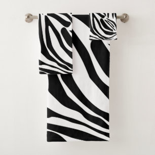 Bold Black and White Zebra Print Pattern Bath Towel Set