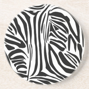 Bold Black and White Zebra Print Pattern Coaster
