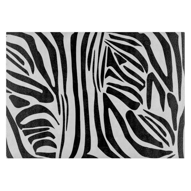 Bold Black and White Zebra Print Pattern Cutting Board (Front)