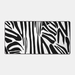 Bold Black and White Zebra Print Pattern Desk Mat