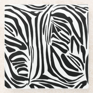 Bold Black and White Zebra Print Pattern Glass Coaster