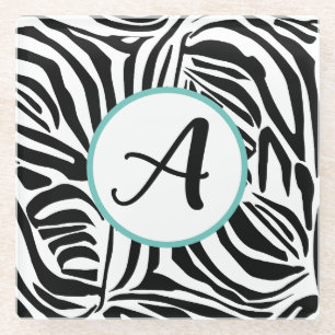 Bold Black and White Zebra Print Pattern Glass Coaster