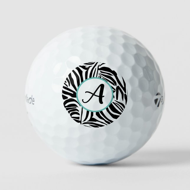 Bold Black and White Zebra Print Pattern Golf Balls (Front)