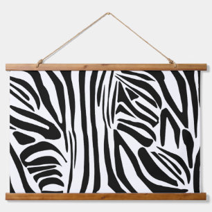 Bold Black and White Zebra Print Pattern Hanging Tapestry