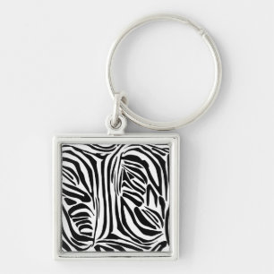Bold Black and White Zebra Print Pattern Key Ring