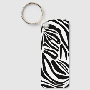 Bold Black and White Zebra Print Pattern Key Ring