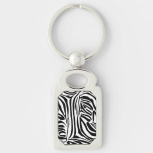 Bold Black and White Zebra Print Pattern Key Ring