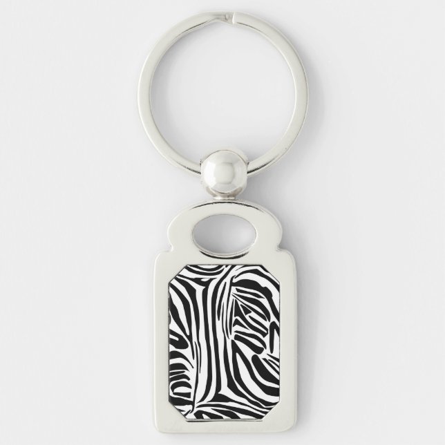 Bold Black and White Zebra Print Pattern Key Ring (Front)