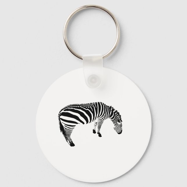 Bold Black and White Zebra Print Pattern Key Ring (Front)