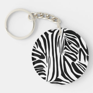 Bold Black and White Zebra Print Pattern Key Ring
