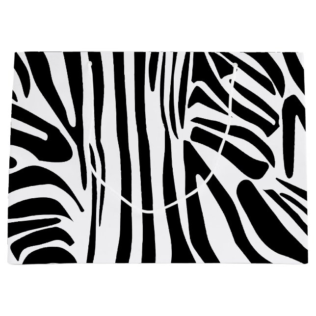 Bold Black and White Zebra Print Pattern Large Gift Bag (Front)