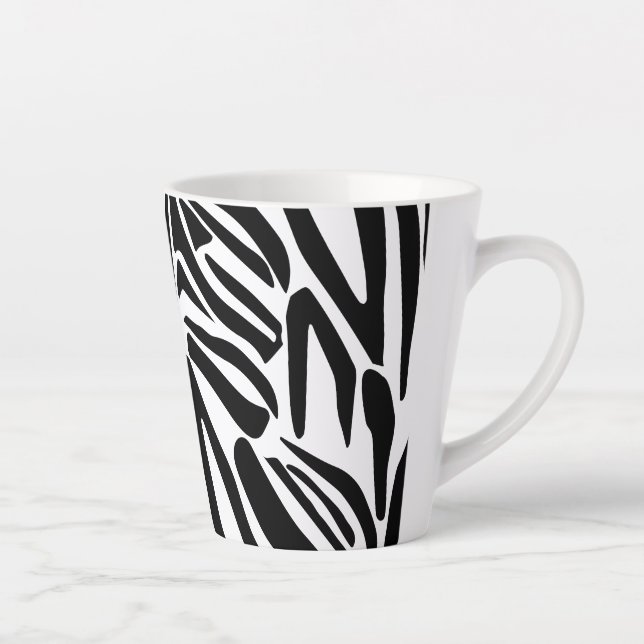 Bold Black and White Zebra Print Pattern Latte Mug (Right)