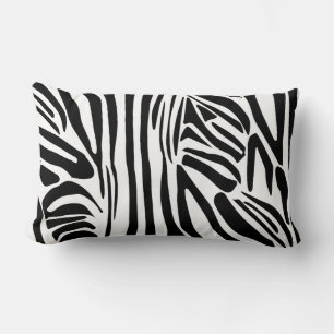 Bold Black and White Zebra Print Pattern Lumbar Cushion