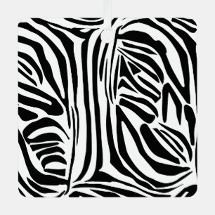 Bold Black and White Zebra Print Pattern Metal Tree Decoration