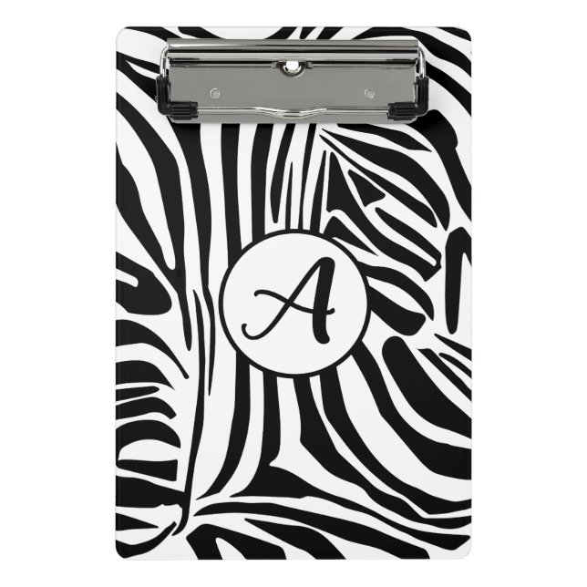 Bold Black and White Zebra Print Pattern Mini Clipboard (Front)