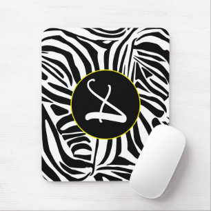 Bold Black and White Zebra Print Pattern Mouse Pad